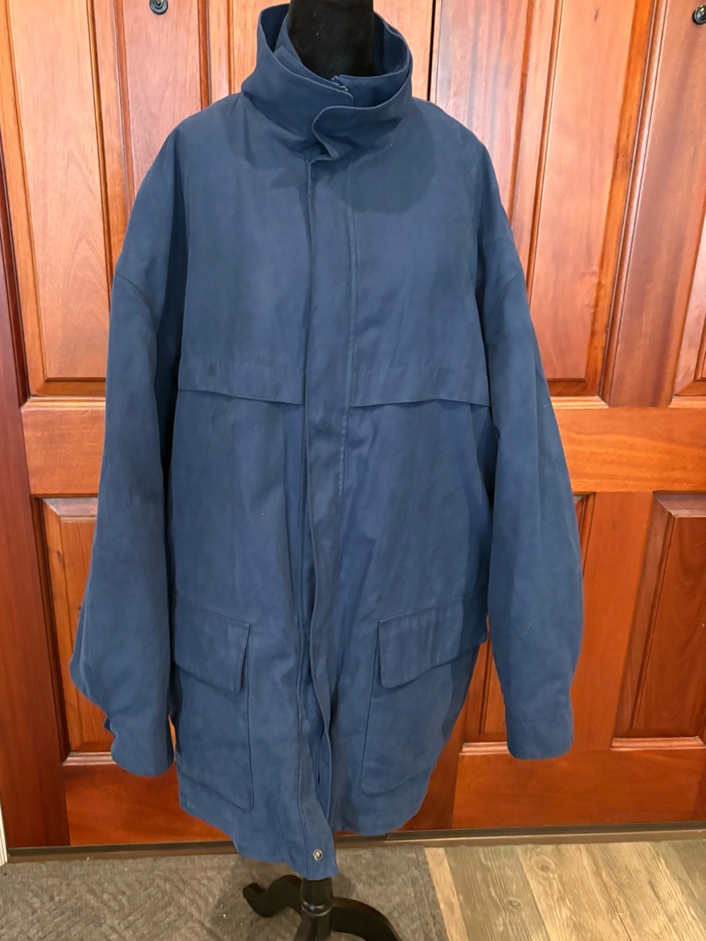 Jos A Bank Blue Microfiber Zip Out Lined/insulated Field Coat Jacket Sz Large